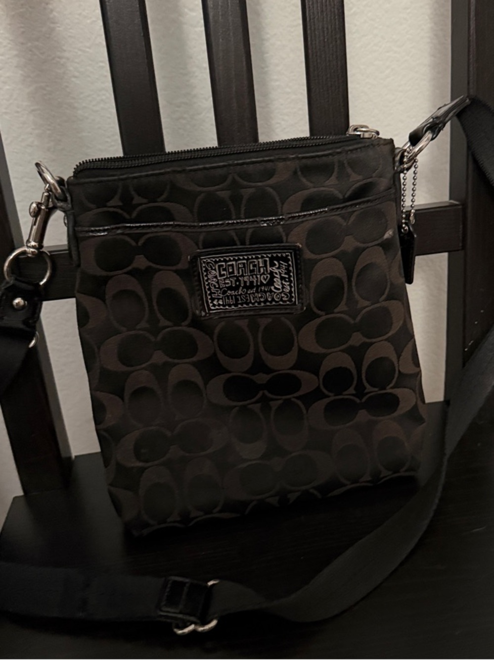 Coach Signature C Crossbody Bag – Black & Charcoal